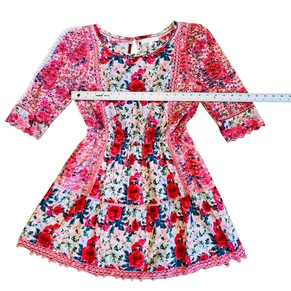 LoveShackFancy Women’s Sz M Novalie Dress in Rush of Red Mini Floral Lace - Picture 13 of 16